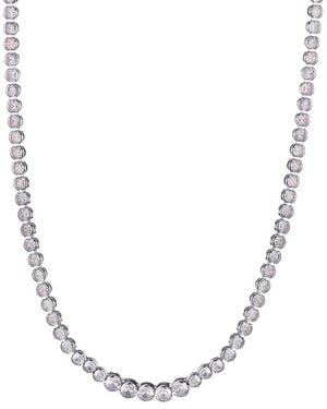 Adornia Plated Bezeled Crystal Tennis Necklace - Metallic