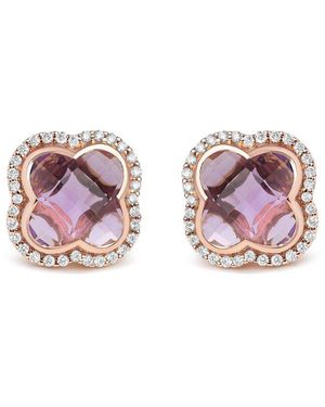 Haus of Brilliance Colourful Gemstones 18K Rose 7.02 Ct. Tw. Diamond & Amethyst Stud Earrings - Pink
