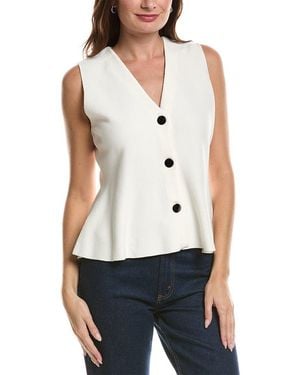 Anne Klein V-Neck Peplum Vest - White