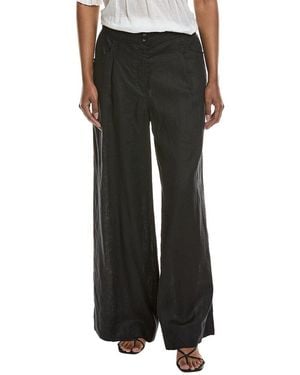 Johnny Was Wide Leg Pleat Linen Pant - Black