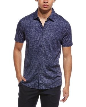 RAFFI Distressed Button Shirt - Blue