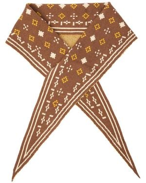 Saachi Foulard Knit Triangle Scarf - Brown