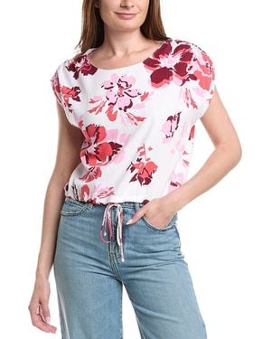 Ellen Tracy Drop Shoulder Linen-Blend Top - Blue