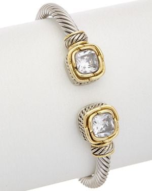 Juvell 18k Two-tone Plated White Topaz Bangle - Metallic