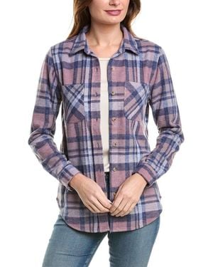Beach Lunch Lounge Button Front Shirt Jacket - Blue