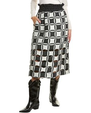 Sea Catalina Calico Cutout Midi Skirt - Black