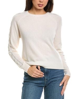 Brodie Cashmere Crystal Cable Sleeve 100% Cashmere Jumper - White