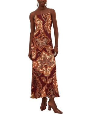 FARM Rio Paisley Maxi Slip Dress - Brown