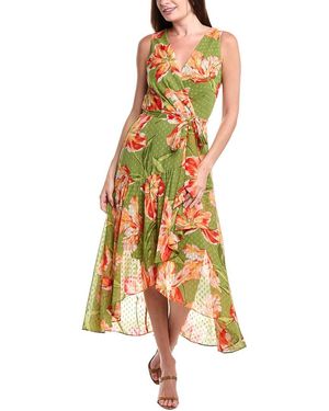 Anne Klein Wrap Midi Dress - Yellow