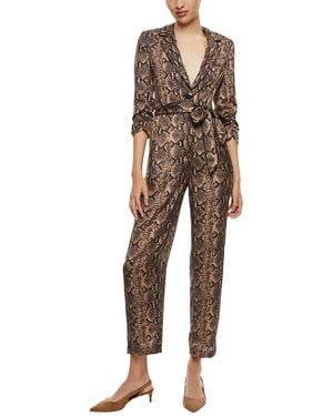 Alice + Olivia Louetta Pleated Tuxedo Jumpsuit - Brown