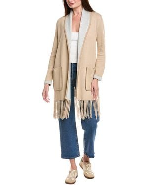 Hannah Rose Long Fringe Cashmere-Blend Cardigan - Blue