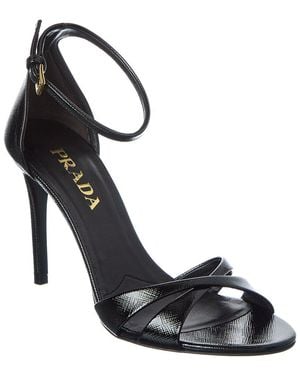 Prada Saffiano Patent Sandal - Metallic