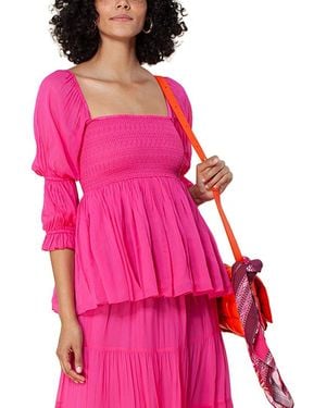 Hale Bob Smocked Top - Pink