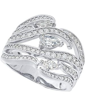 Crislu Platinum Plated Silver Cz Ring - White