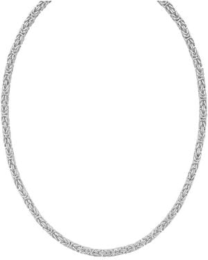 Italian Silver Italian 4.8Mm Square Byzantine Chain Necklace - Metallic