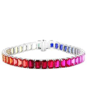 Lab Grown Gemstones 14K 25.00 Ct. Tw. Lab-Grown Gemstone Tennis Bracelet - Red