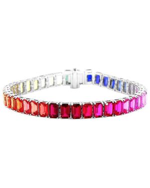 Lab Grown Gemstones 14K 25.00 Ct. Tw. Lab-Grown Gemstone Tennis Bracelet - Red