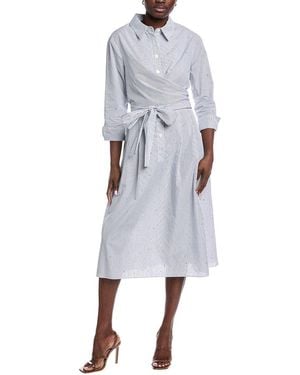 Teri Jon Pinstripe Wrap Dress - Gray