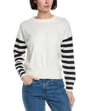 Brodie Cashmere Stripe Sleeve Cashmere-Blend Jumper - White