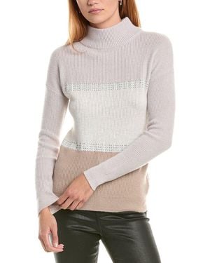 Forte Crystal Rib Funnel Neck 100% Cashmere Jumper - Grey