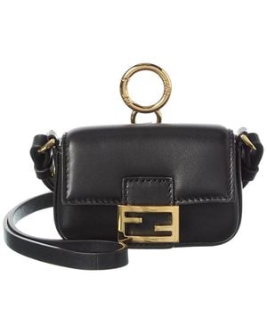 Fendi Baguette Leather Bag Charm - Black