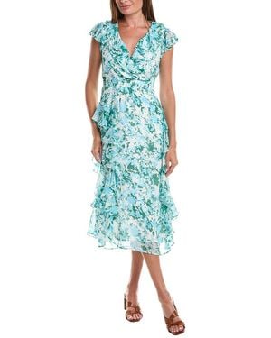 Cece Ruffle Wrap Midi Dress - Blue