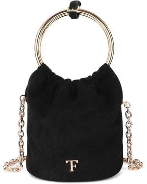 Tiffany & Fred Paris Circular Suede Top-Handle Crossbody - Black