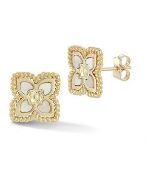 Ember Fine Jewelry 14K Mother Of Pearl Clover Stud Earrings - White
