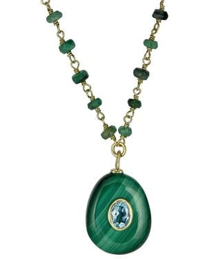 Rachel Reinhardt Jewelry 14K Over Gemstone Bezel Necklace - Green