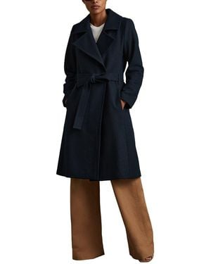 Reiss Rae Mid Length Belted Wool & Cashmere-Blend Coat - Blue