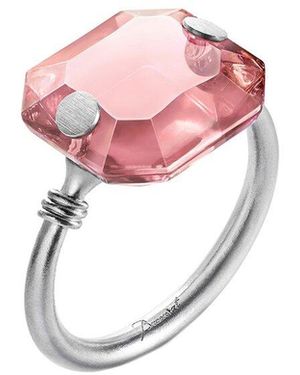Baccarat Marie Helene De Taillac Silver Crystal Ring - Pink