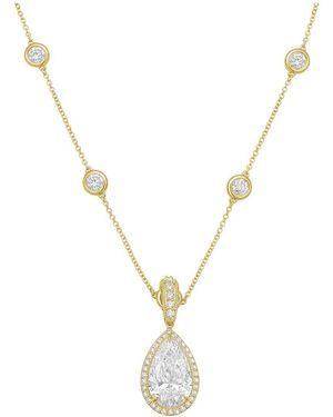 Diana M. Jewels Diana M. 14K 12.00 Ct. Tw. Lab-Grown Diamond Halo Pendant - Metallic