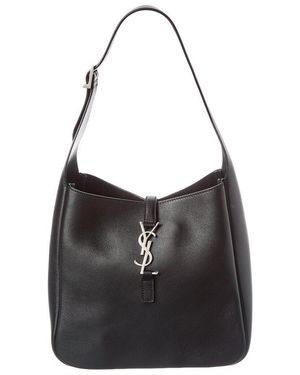 Saint Laurent Le 5 A 7 Small Leather Hobo Bag - Black