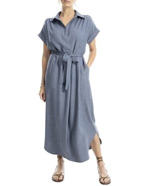 Max Studio Maxi Shirt Dress - Blue