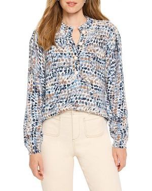 NIC+ZOE Nic + Zoe Dew Drops Button Henley Sweater - Blue