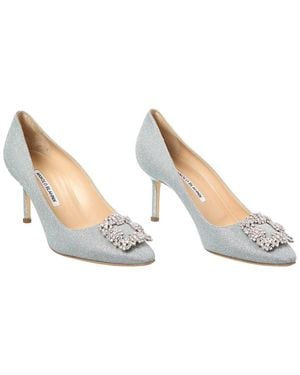 Manolo Blahnik Hangisi 70 Glitter Pump (Authentic Pre-Owned) - White
