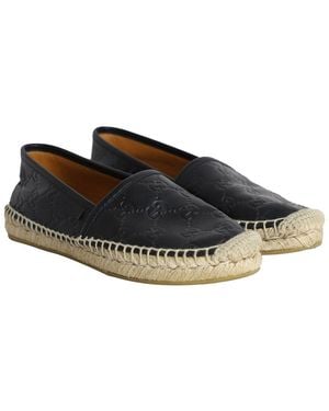 Gucci Leather Ssima Signature Espadrille Flat (authentic Pre- Loved) - Black