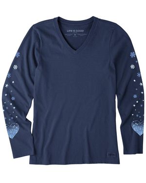 Life Is Good. Crusher V-Neck T-Shirt - Blue