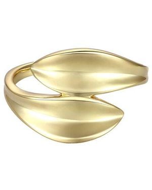 Rachel Glauber 14k Plated Bypass Petal Wave Ring - White