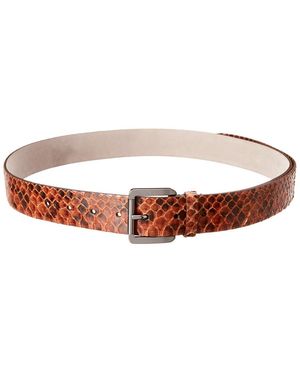 Brunello Cucinelli Snake-Embossed Leather Belt - White
