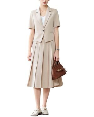 Bossy Chic 2Pc Blazer & Skirt Set - Natural
