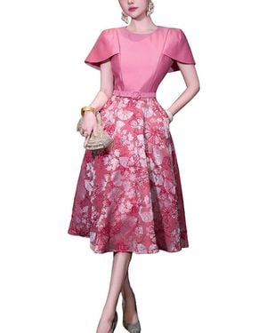 BRC By BURRYCO Short Sleeve Printed Midi Dress - Pink
