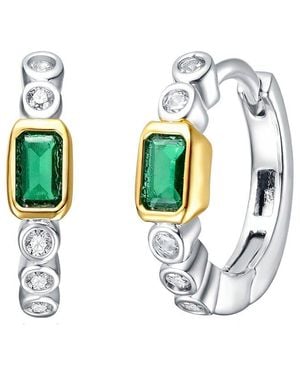Rachel Glauber Plated Cz Hoop Earrings - White