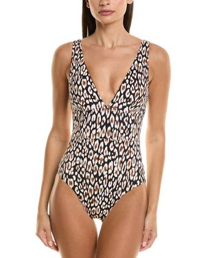 Tommy Bahama Palm Modern Safari Cat V-Neck One-Piece - Black