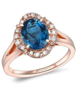 Le Vian Tranquility 14K Rose 1.91 Ct. Tw. Diamond & London Topaz Cocktail Ring - Blue
