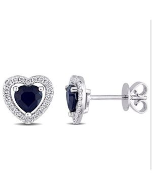 Diamond Select Cuts 14K 1.33 Ct. Tw. Diamond & Sapphire Earrings - Blue