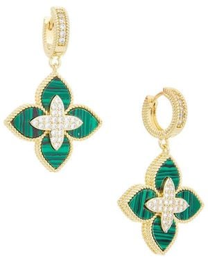 Juvell Plated Lab-Grown Malachite Cz Clover Earrings - Green