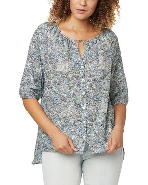 NYDJ Button Down Silk-blend Peasant Blouse - Multicolor