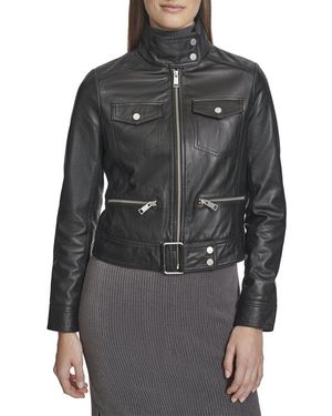 Andrew Marc Vicki Leather Coat - Black