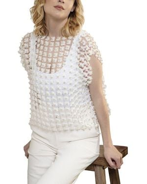 Saachi Pearl Accented Floral Shell - White